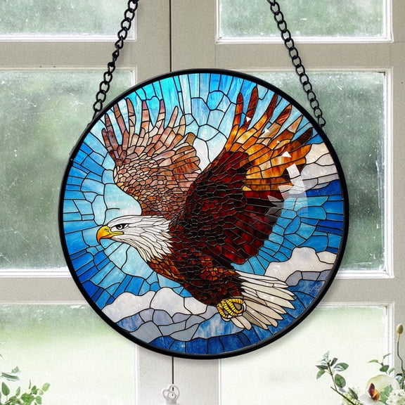 Christmas Gift Ideas - Blue Sky Eagle Flying Bird Christmas Stained Glass Hanging Ornament - Modern Holiday Tree Decor, Xmas Gift Idea for Family & Friends, 2025 Edition