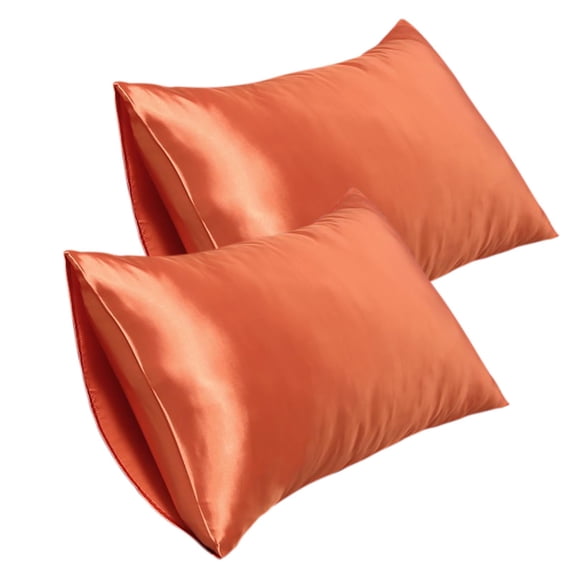 Christmas Gift Ideas New 20*30 Inch Satin Pillowcase, Imitation Silk Pillowcase (2pc), Orange