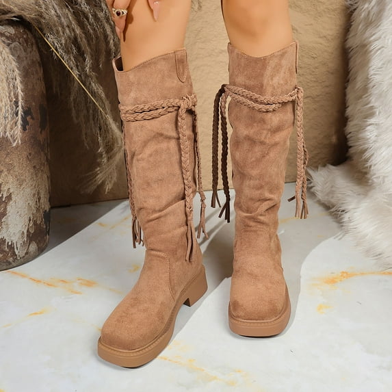 Christmas Gift Knee High Boots for Women Women's Versatile Sweet And Cool Classic Style Slim And Fashionable Fall And Winter Style Super Eye-Catching High-Top Knee-High Knight Boots Brown 41