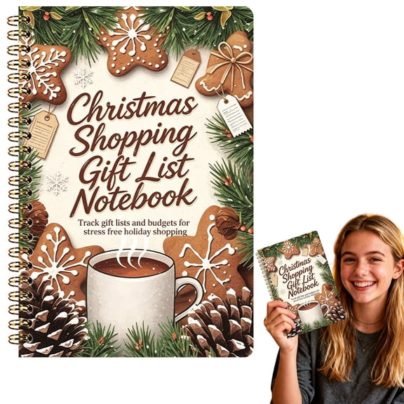 Christmas Gift List Planner Coil Note, Portable Christmas Shopping Gift List,Shopping List Organizer for Christmas Shopping & Holiday Preparation