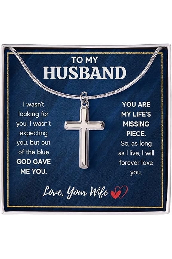 Christmas Gift for Men, Faith Cross Christmas Valentines Day Personalized Present For Men, Husband Birthday Gifts From Wife with Message Card and Gift Box