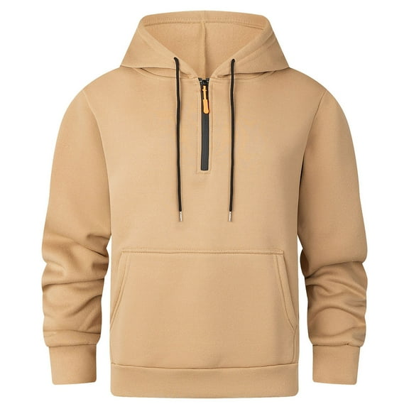 Christmas Gift Men's Heavy Pullover Hoodie Men's Sweatshirt Men's Hoodie Hooded Sweatshirt With Zipper Multi Pocket Pullover Sports And Casual Sweatshirt Men's Hooded Sweatshirt,Khaki,S