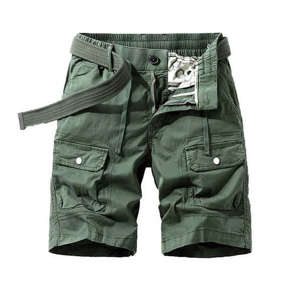 Christmas Gift Men's Swimwear Men's Swim Trunks Ndbuld Men's Plus Size Cargo Shorts Multi-Pockets Relaxed Summer Beach Shorts Pants Army Green L