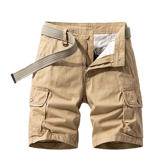 Christmas Gift Men's Swimwear Men's Swim Trunks Ndbuld Men's Plus Size Cargo Shorts Multi-Pockets Relaxed Summer Beach Shorts Pants Khaki M