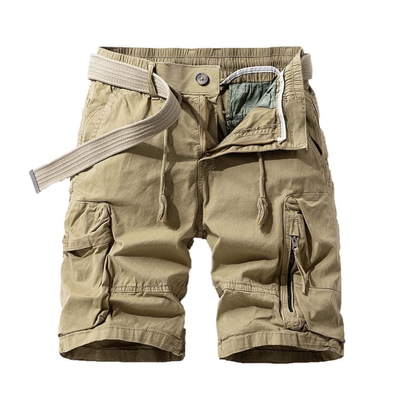 Christmas Gift Men's Swimwear Men's Swim Trunks Ndbuld Men's Plus Size Cargo Shorts Multi-Pockets Relaxed Summer Beach Shorts Pants Khaki M