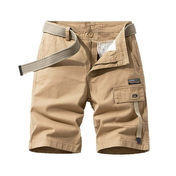 Christmas Gift Men's Swimwear Men's Swim Trunks Ndbuld Men's Plus Size Cargo Shorts Multi-Pockets Relaxed Summer Beach Shorts Pants Khaki M