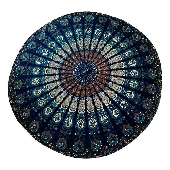 Christmas Gift Navy blue color round shape printed cotton handicraft Mandala Bohemian Tapestry