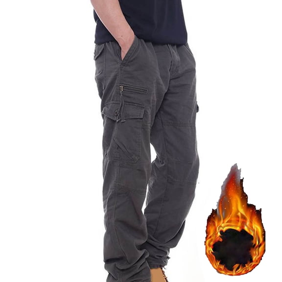 Christmas Gift Ndbuld Mens Cargo Pants Casual Hiking Pants Men's Fashion Casual Solid Color Cargo Zipper Pockets Elastic Waist Full Length Pants,Green,L