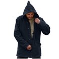 thumbnail image 1 of Christmas Gift Ofreoo Men Spring And Fall Solid Pocket Button Hooded Top Casual Coat Mens Waterproof Jacket, 1 of 7