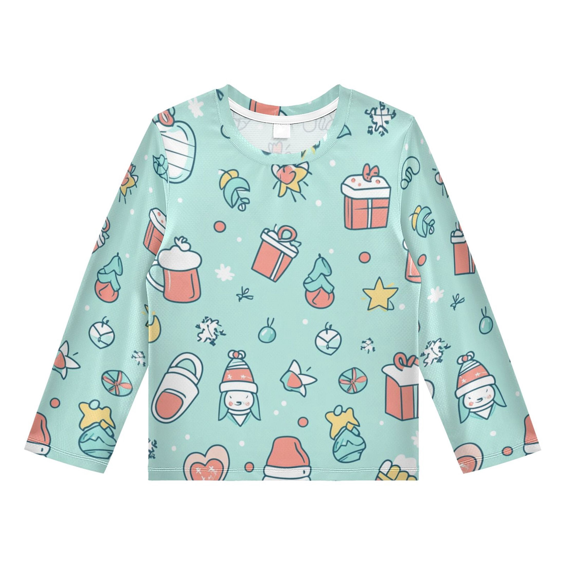 Christmas Gift Pattern Boys' Rash Guard Shirts UPF 50 Plus Sun ...