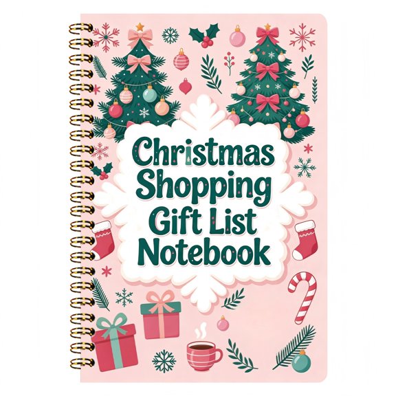 Christmas Gift Planner, Spiral Notebook, Holiday Budget Tracker, Present Organizer, Xmas Shopping Log Book, Christmas Themed Planner, Holiday Present Planning Journal for Home Office