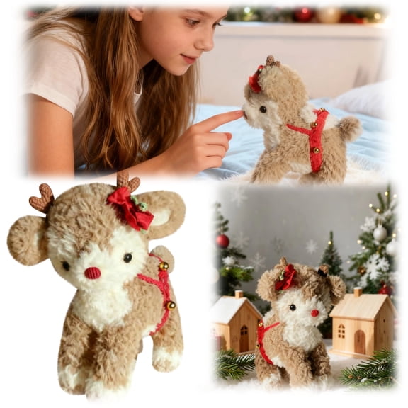 Christmas Gift Plush Reindeer Stuffed Animal - Holiday Deer Characters with Antlers Toy for Girl, Boy, Baby, and Toddler - Christmas Decor Animals - Randall, 7.8 Inch