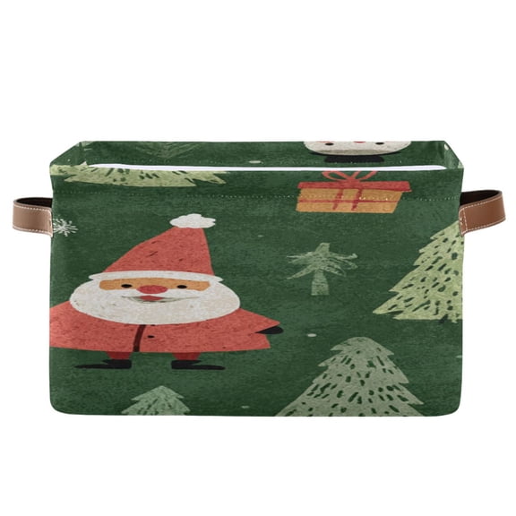 Christmas Gift Santa Snowman Tree Square Storage Bins with Handles Collapsible Containing Box 1 Pack