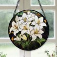 thumbnail image 1 of Christmas Gift Set - White Lily Birth Flower Christmas Stained Glass Hanging Ornament - Durable Glossy Tree Decor, Xmas Gift for Family & Friends, 2025 Edition, 1 of 3