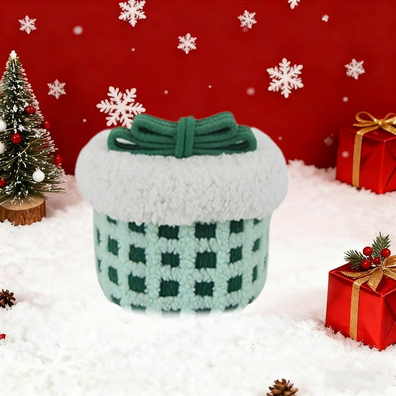 Christmas Gift Storage Basket with Lid – Woven Green Desktop Storage Box for Snacks, Candy, Jewelry & Small Items – Holiday Home Decor Organizer for Living Room, Bedroom, or Tabletop – 10.9x10.9x9in
