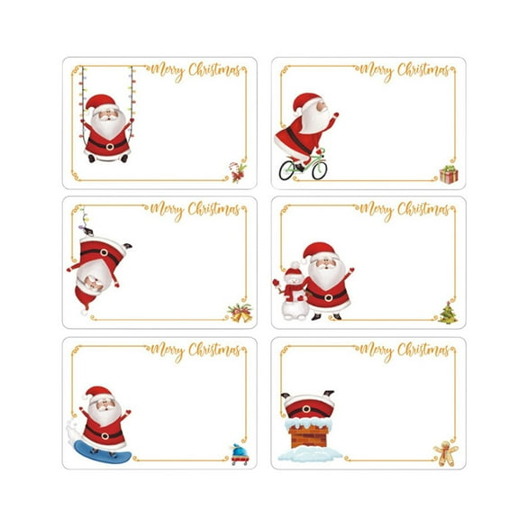 Christmas Gift Tag Stickers Self Adhesive Labels Large Blank Name Tags Santa Claus Design Holiday Gift Wrapping Supplies Party Decorations 6 Sheets 1Pc