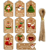 Christmas Gift Tags 50pcs Xmas Paper Labels Christmas Elements Hanging Tags Card Gift Ornament with String