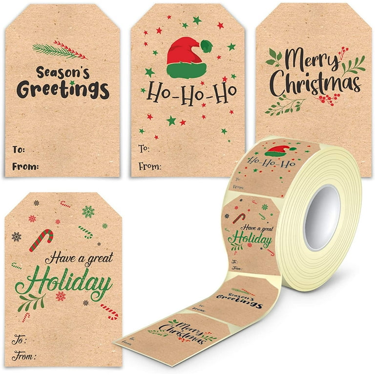 Christmas Gift Tags Sticker Christmas - 80 Pieces Kraft Christmas