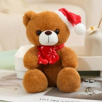 Christmas Gift Teddy Bear, Christmas Plush toy, Cute Bear Doll with Santa Hat and Scarf, Soft and Cuddly Holiday Decoration, 20cm Size, Lightweight and High Elastic Filling, Perfect Festive Gift