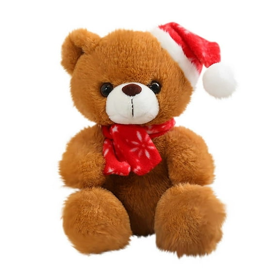 Christmas Gift Teddy Bear, Christmas Plush Toy, Cute Bear Doll with Santa Hat, Soft and Cuddly Fabric, Multi-Colored Holiday Decoration, 20cm Lightweight Christmas Stuffed Animal for Kids and Adults