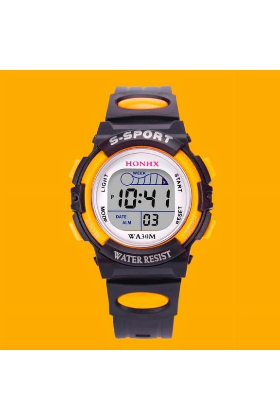 Christmas Gift Waterproof Digital for Men LED Sports Electronic Watch Alarm Date Watch Gift Yellow Watch