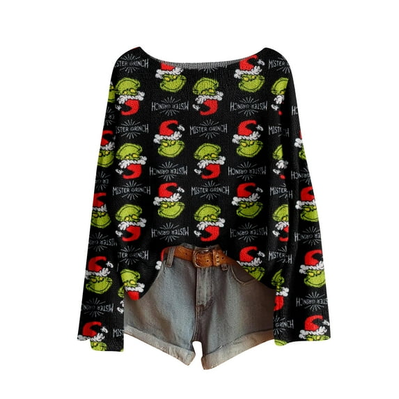 Christmas Gift Women'S Shirts Xmas Gift Casual Festive Holiday Long Sleeve Tops Gray Medium