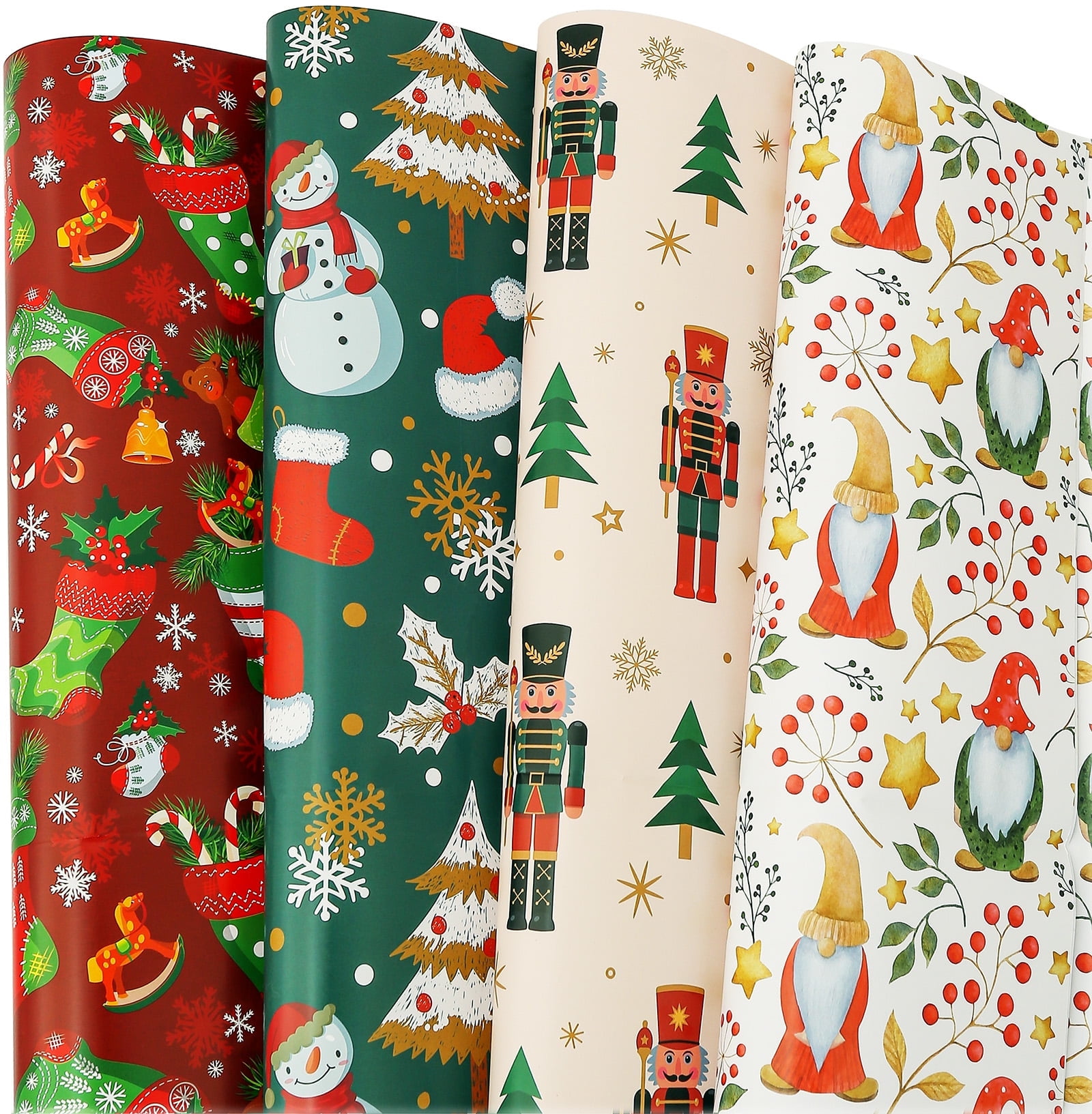 AUCLAY Christmas Gift Wrapping Paper 8 Large Sheets Holiday Xmas ...