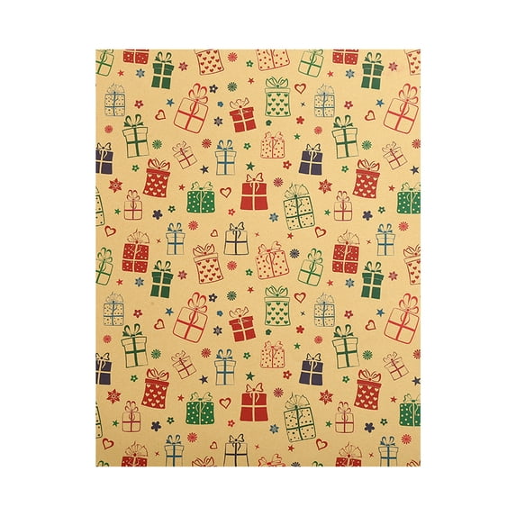 Christmas Gift Wrapping Paper, Kraft Wrapping Paper, 10 Sheets Christmas Tree Deer Gift Box Wrapping Paper, Thick Durable Brown Paper Sheets 50x70cm for Holiday Gift Wrapping