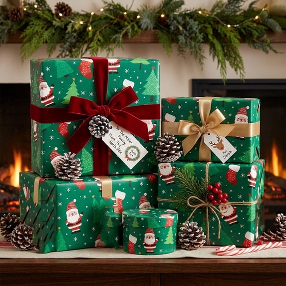 Christmas Gift Wrapping Paper Roll, 118 Inch Roll Assorted Pattern for ...