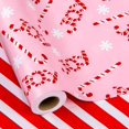thumbnail image 1 of Christmas Gift Wrapping Paper Roll - 17 Inch X 33 Feet - Reversible Pink Candy Cane and Stripe Design for Winter Gift Wrap, DIY Craft, Christmas, Party, Holiday and Birthday, 1 of 14