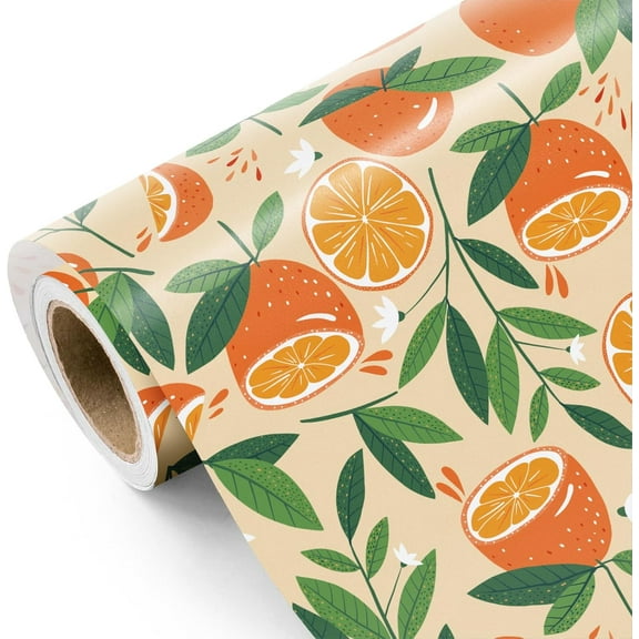 Christmas Gift Wrapping Paper Roll Green Hawaii Fruit Orange Lemon Cute Gift Wrap Paper for Birthday, Wedding, Bridal Shower, Baby Shower, 58x23in, 1 Roll