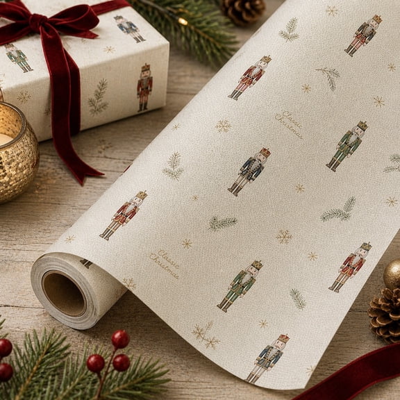 Christmas Gift Wrapping Paper Roll Nutcracker Paper Gift Wrap for Holiday Presents