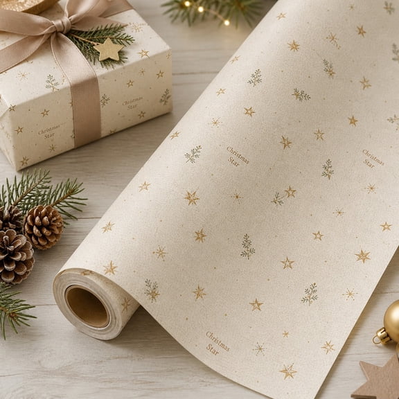 Christmas Gift Wrapping Paper Roll Single Star Paper Gift Wrap for Holiday Presents