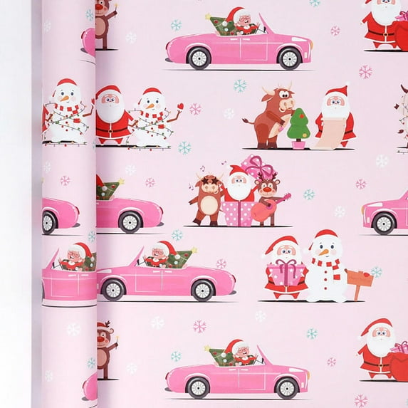 Christmas Gift Wrapping Paper Santa Claus Snowman Xmas Tree Pattern Bouquet Packaging Paper New Year Party Decoration Paper