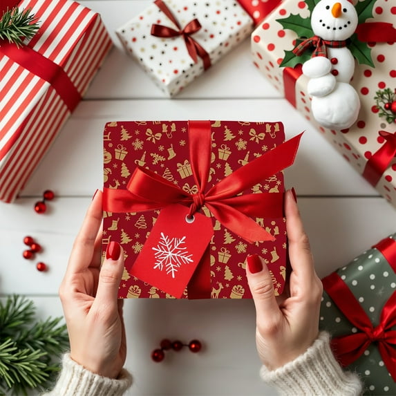 Christmas Gift Wrapping Paper Set with DIY Handmade Gift Boxes and Party Supplies