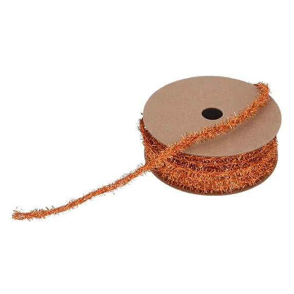 Christmas Gift Wrapping Ribbon, Glittery Yarn Garland for Tree Decoration, 8mm Wired DIY Craft Bow Making for Holiday Home Party Decor(B）