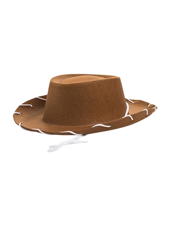 Christmas Gift for Children, Children Brown Red Felt Woody Cowboy Hat Adjustable Western Big Brimmed Cowboy