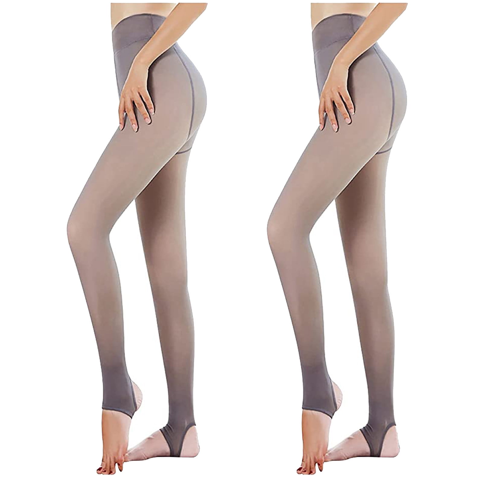 Christmas Gifts 2023! TMOYZQ Womens Control Top Leggings Thermal Pantyhose  Fake Translucent Tights High Waisted Winter Warm Thicken Stockings Fleece  Lined Footed Tights Elastic Skinny Pants 