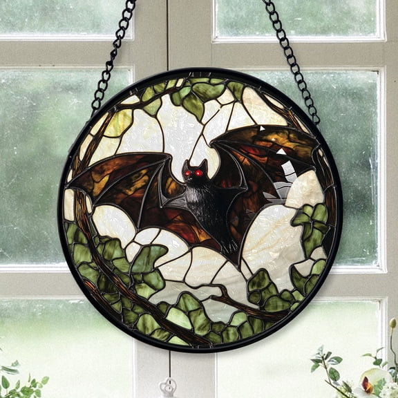Christmas Gifts 2025 - Halloween Bat Stained Glass Hanging Ornament - Farmhouse Christmas Tree Decor, Gift for Dad, Mom, Friends, Family Keepsake 2025
