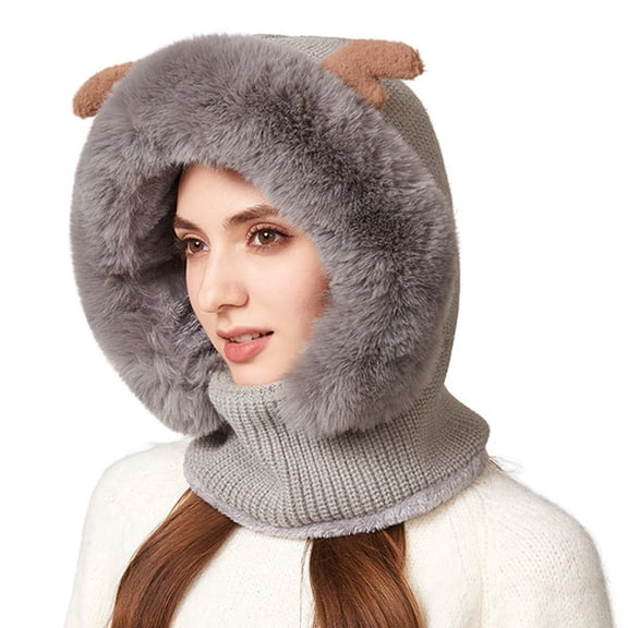 Christmas Gifts 3 In 1 Beanie Hat for Women Fall Fashion Women's Hats & Caps Face Mask Cozy Winter Scarves Grey