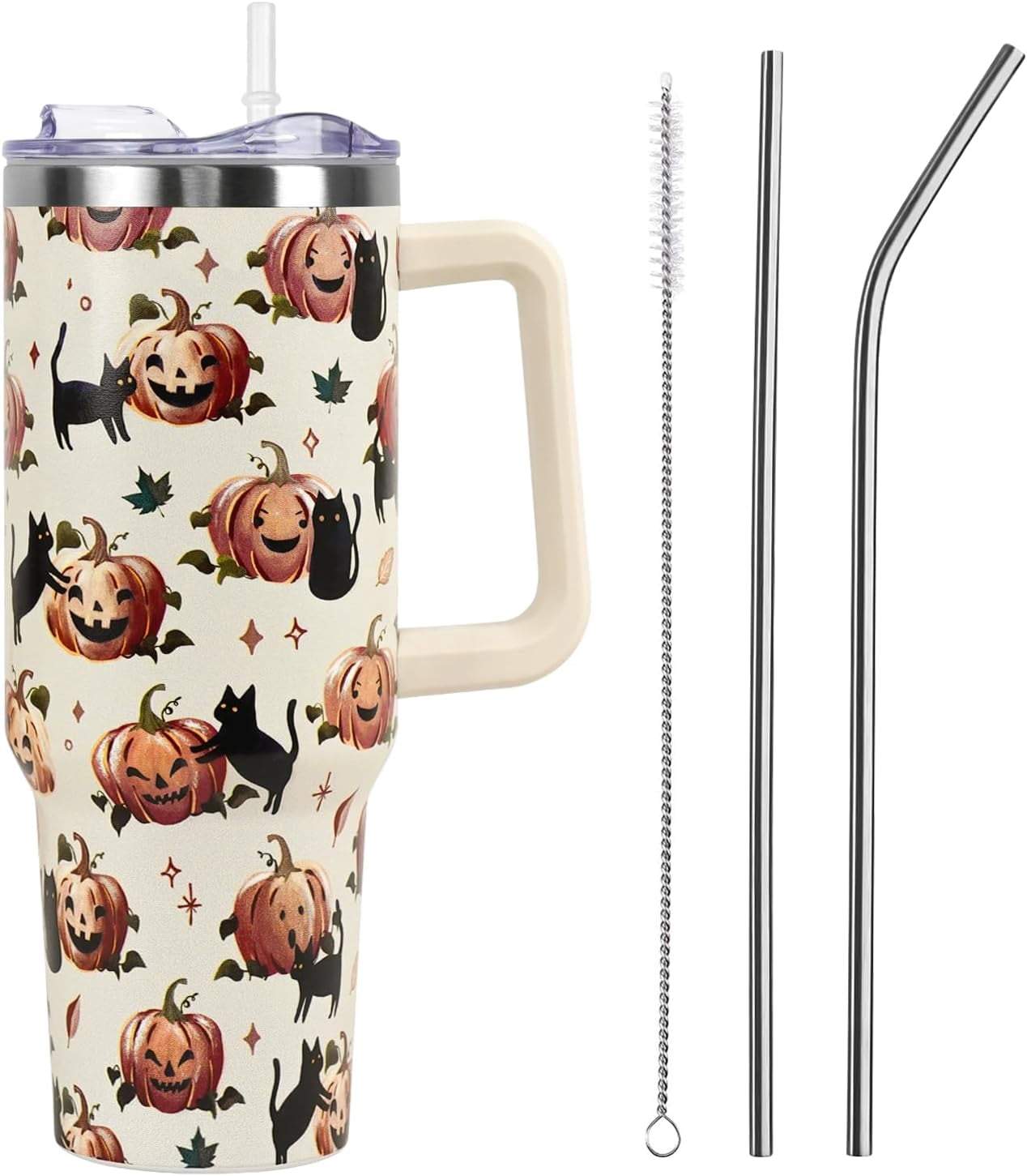 Christmas Gifts 40 oz Tumbler with Handle and Straw Lid,Cute Gifts for Women Santa Claus Sleigh Xmas Tree Vacuum Insulated Leak Proof Tumbler,Winter Holiday Accessories Stainless Steel Coffee Cup Mug