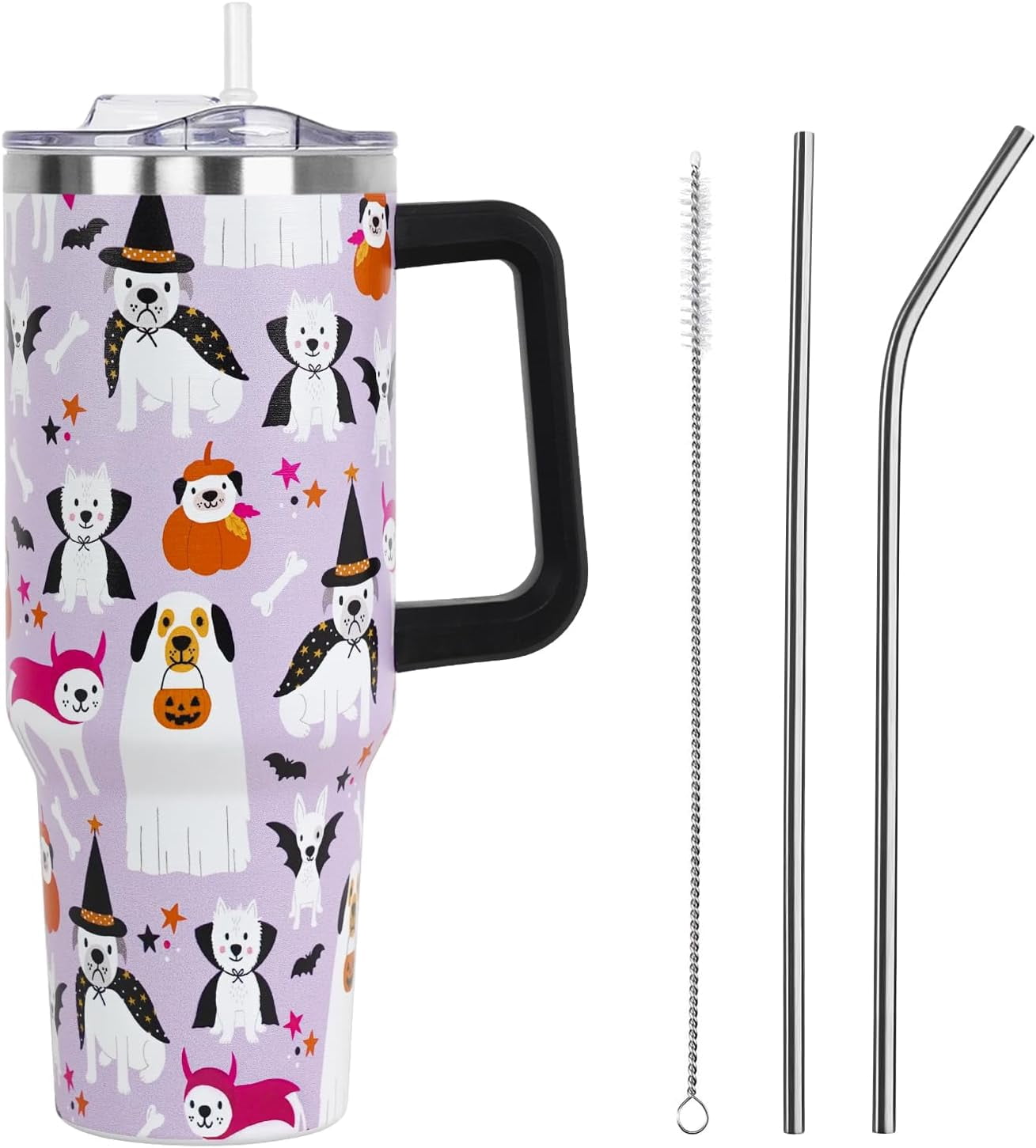 Christmas Gifts 40 oz Tumbler with Handle and Straw Lid,Cute Gifts for Women Santa Claus Sleigh Xmas Tree Vacuum Insulated Leak Proof Tumbler,Winter Holiday Accessories Stainless Steel Coffee Cup Mug