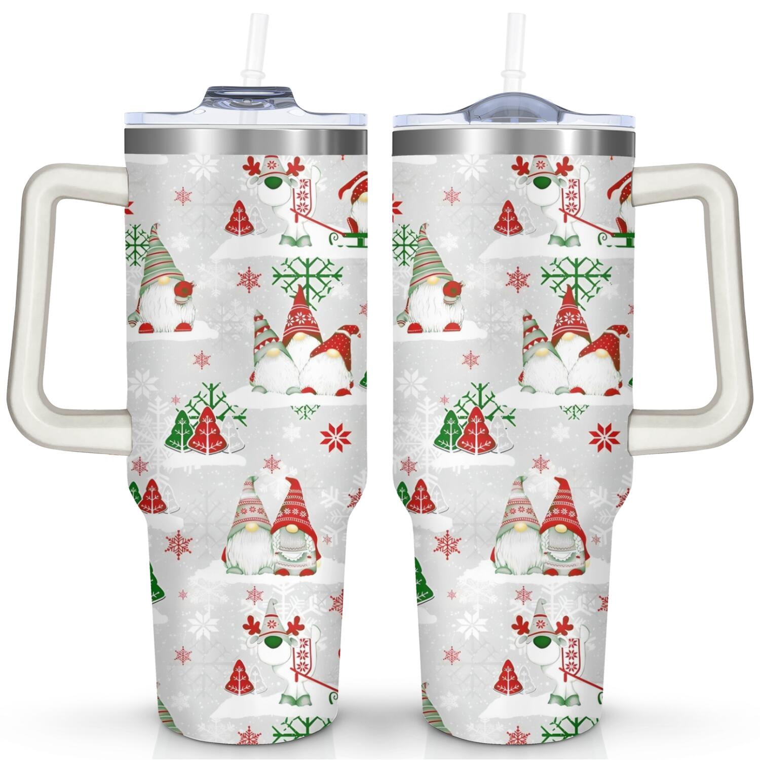 Christmas Gifts 40 oz Tumbler with Handle and Straw Lid,Cute Gifts for Women Winter Gnome Vacuum Insulated Leak Proof Tumbler,Holiday Accessories Stainless Steel Coffee Cup