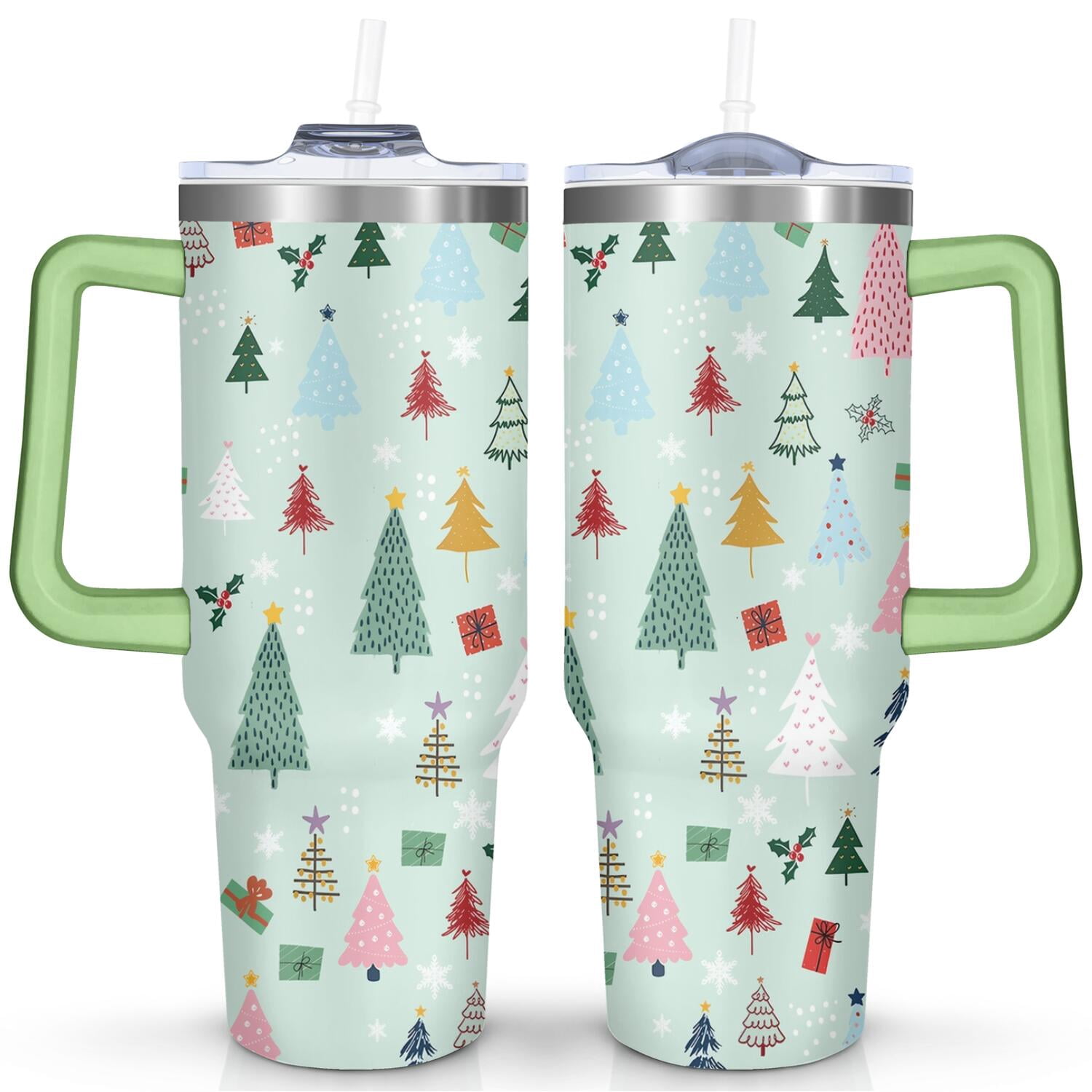 Christmas Gifts 40 oz Tumbler with Handle and Straw Lid,Cute Gifts for Women Winter Gnome Vacuum Insulated Leak Proof Tumbler,Holiday Accessories Stainless Steel Coffee Cup