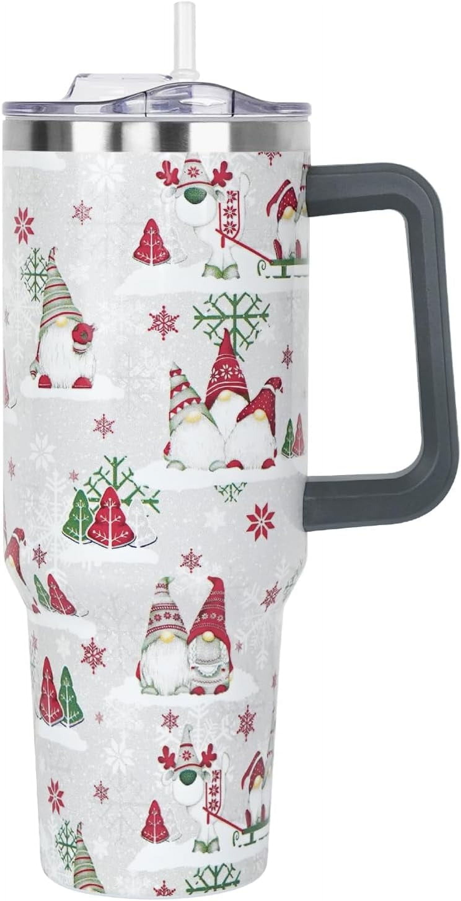 Christmas Gifts 40 oz Tumbler with Handle and Straw Lid,Cute Gifts for Women Winter Gnome Vacuum Insulated Leak Proof Tumbler,Holiday Accessories Stainless Steel Coffee Cup Mug