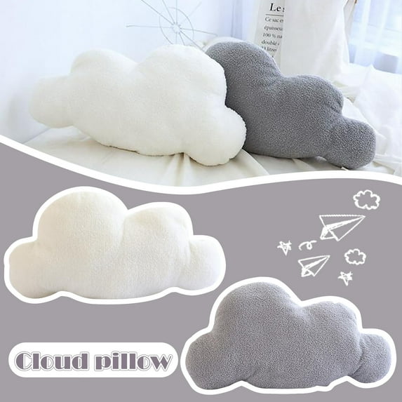 Christmas Gifts 9.3x5.1 Inch Lovely Cartoon Gray Clouds Shaped Throw Pillows Soft Velvet Outdoor Pillow Soft Car Nap Pillow Filled with 3D PP Cotton Back Cushion Idea Gifts