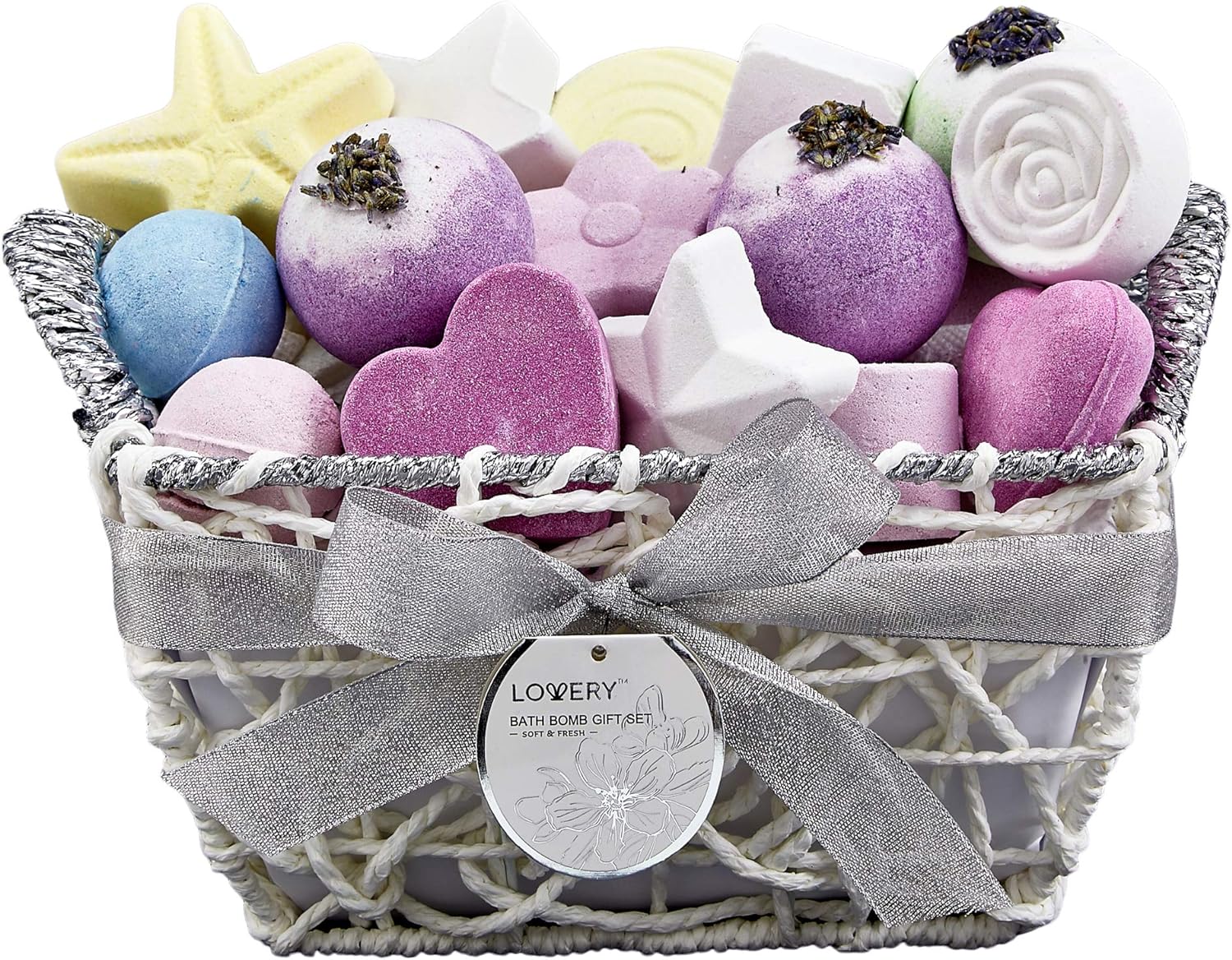 Christmas Gifts, Bath Bombs Gift Set for Women, 17 Large Bath Fizzies in Assorted Colors, Shapes & Scents, Bath and Body Spa Set with Shea & Coco Butter Ultra Rich Spa Set in Handmade Weaved Basket - image 1 of 9