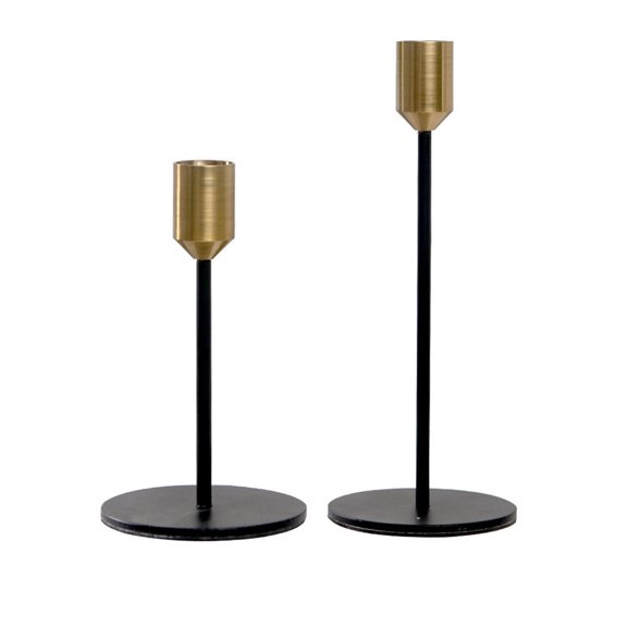 NIAIZEK Set of 2 Black Metal Candle Holders, Elegant Tabletop Decor for Home, Living Room, Dining Room