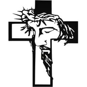Christmas Gifts Christian, Metal Cross Jesus Face Crucifix Wall Hanging Home Decor Black/Brown (Height 11.8", Width 8.26) Laser Cutwork Light Weight Religious Church Home Office