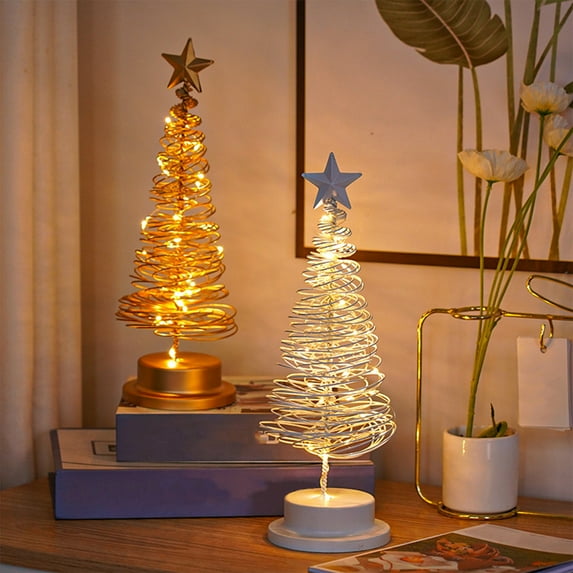Christmas Gifts Christmas Tree Table Lamp Battery Powered LED Bright Decoration Mini Xmas Tree Holiday Party Scene Ornaments Bedroom Stair Light
